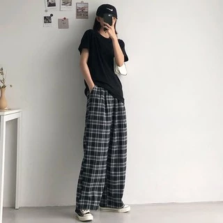Calça Coreana De Cintura Alta Larga Com Perna Comprida