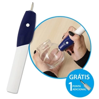 Caneta De Gravação Gravadora Elétrica Objetos Joias Gravar Madeira Metal Vidro Nomes Aliança + Ponta Adicional