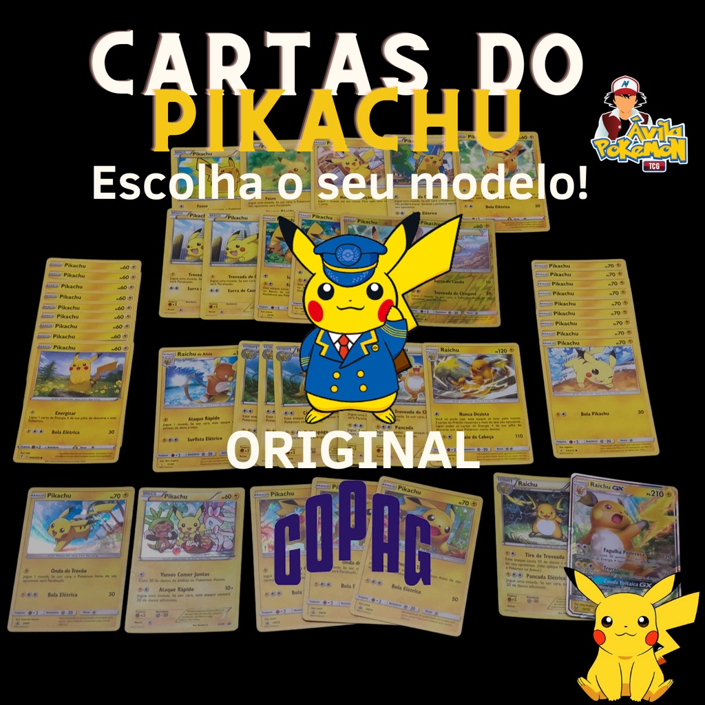 10 Cartas Pokémon originais Copag para coleção + 1 carta Pikachu