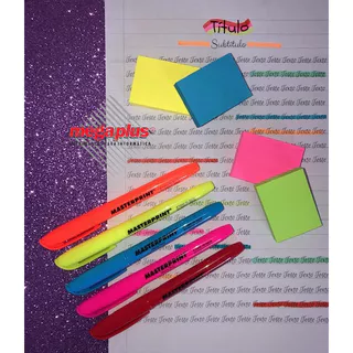 Kit 5 Marca texto Neon + 4 Blocos de notas autoadesivas