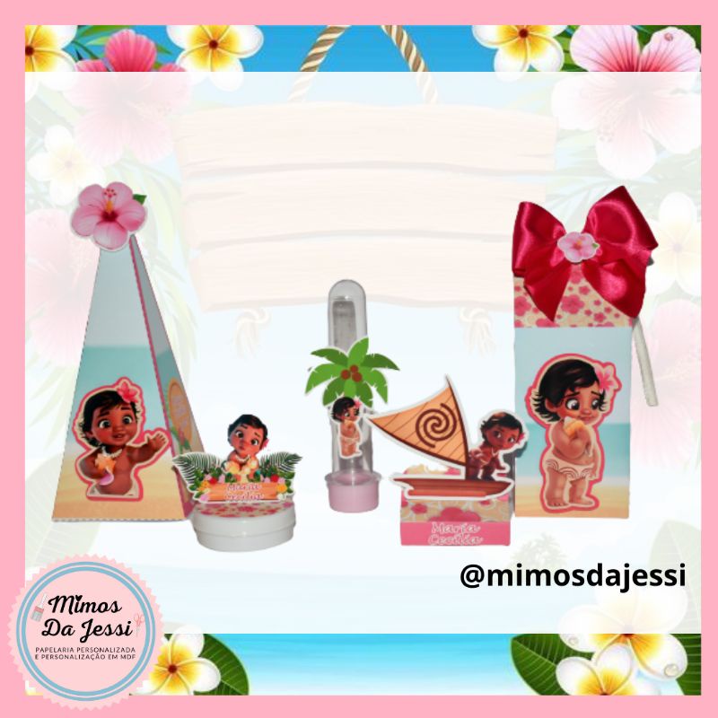 Kit 60 Itens Lembrancinhas Personalizadas Moana Baby