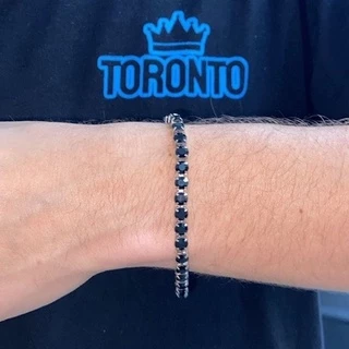 Pulseira Riviera Ice cravejada em pedras cúbicas negras Preta Black Venom A+++