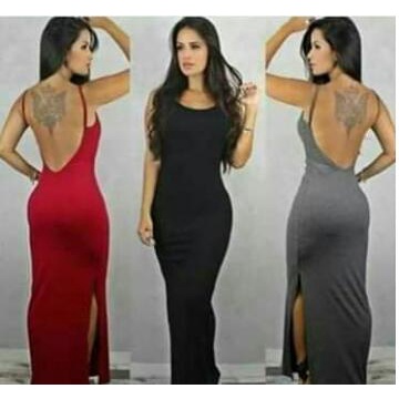 Vestido canelado aberto sales nas costas