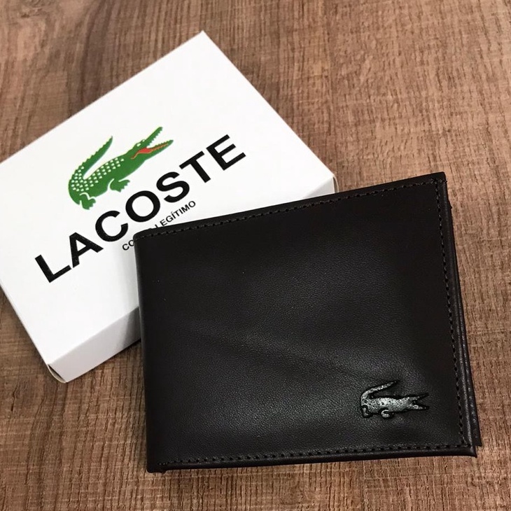 Carteira masculina Lacoste de couro legítimo promoção