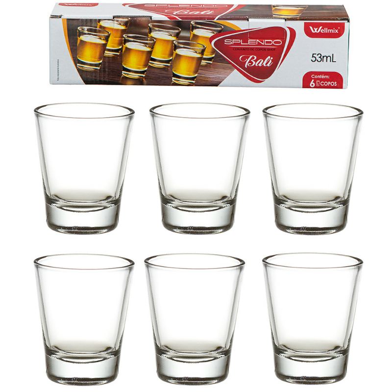 Jogo De Copo Vidro Shot 53ml 6 Peças Bali