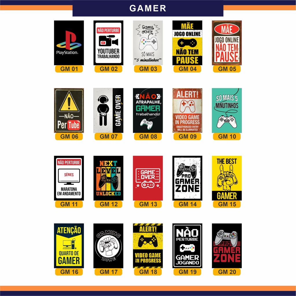 Placas Salão de Jogos