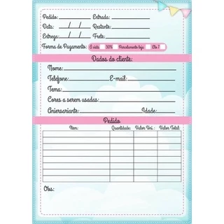 Folha de pedidos
