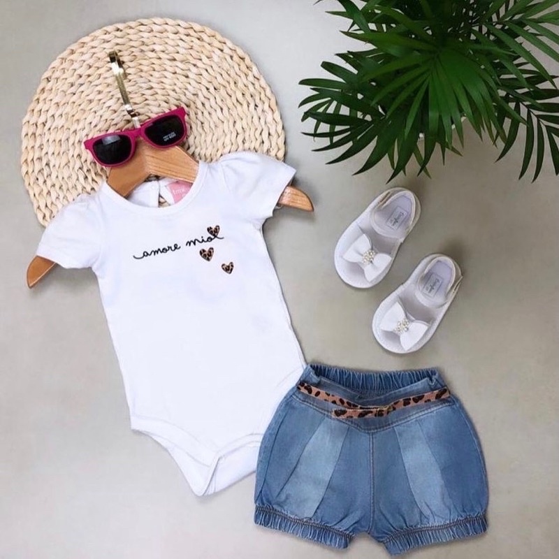 Roupa De Bebe Menina Conjunto Body E Short