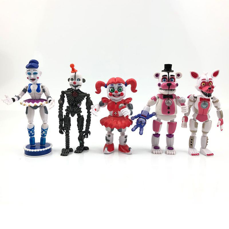 5 pcs/set FNAF Five Nights At Freddy's Baby Ballora Funtime Freddy Circus Baby Ennard Foxy ( Light-emitting Joint Movable) Toys Kids Gift
