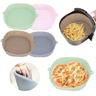 AirFryer Pegador De Ar Pote De Silicone Bandeja De Cozimento Do Forno Fritos Pizza Frango Cesta Mat Praça Rodada Substituão Grelha Pan