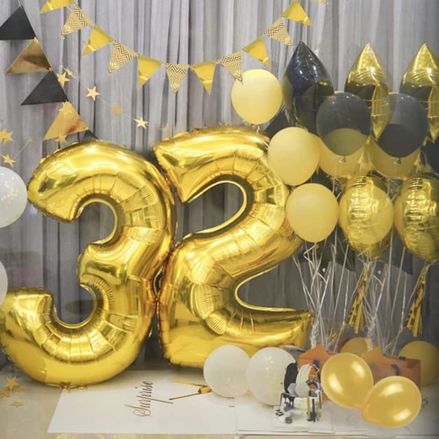 Balão Dourado 32 Pol Metalizado Numero 72- 75 cms Grande