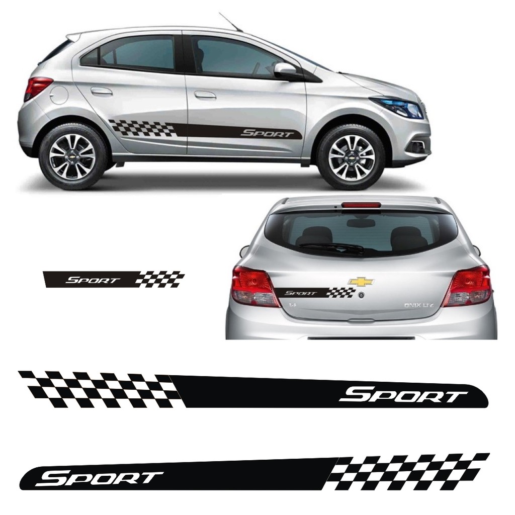 Adesivo Lateral Sport e Traseira para Chevrolet Onix Geração G1 e Novo ...
