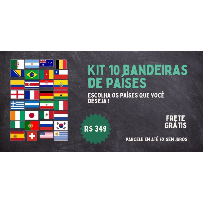 Bandeiras de Países - Kit 10 Bandeiras para Culto de Missões | Shopee ...