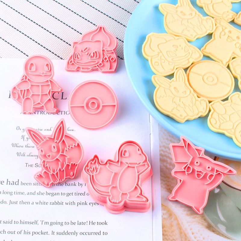 6pcs 3d Cookies Mold Jelly Mold Baking Mold Sugarcraft Sobremesa Com Forma De Pokemon