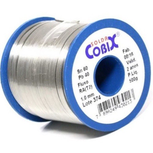 Solda Estanho 60x40 1mm C/ Fluxo Ra (t2) Rolo 500g - Cobix