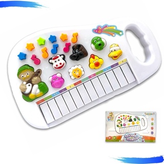 TECLADO PIANO GIRAFA MUSICAL INFANTIL SOM DE ANIMAIS 24 TECLAS