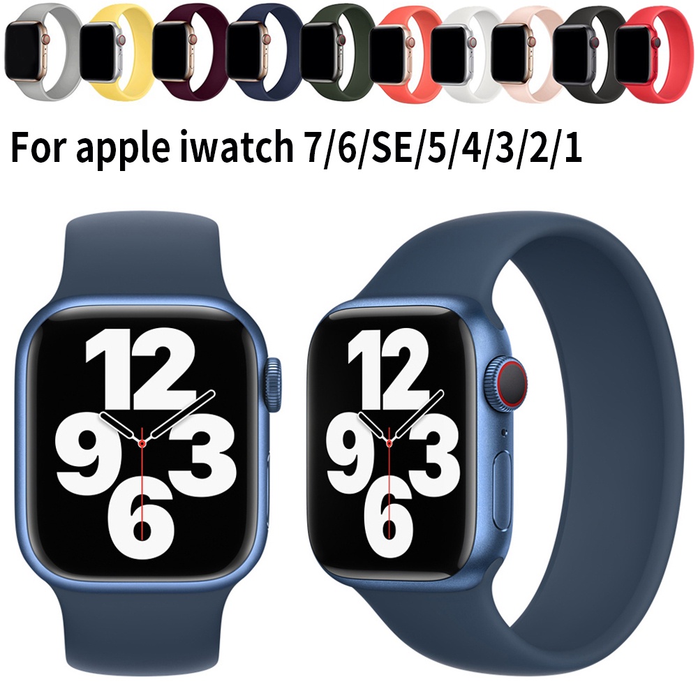 Solo Loop Para Apple Watch Strap 49mm 44mm 40mm 45mm 41mm 38mm 42mm Silicone Elástico Pulseira iWatch Serie 8 7 6 5 4 3 SE Banda Esportes