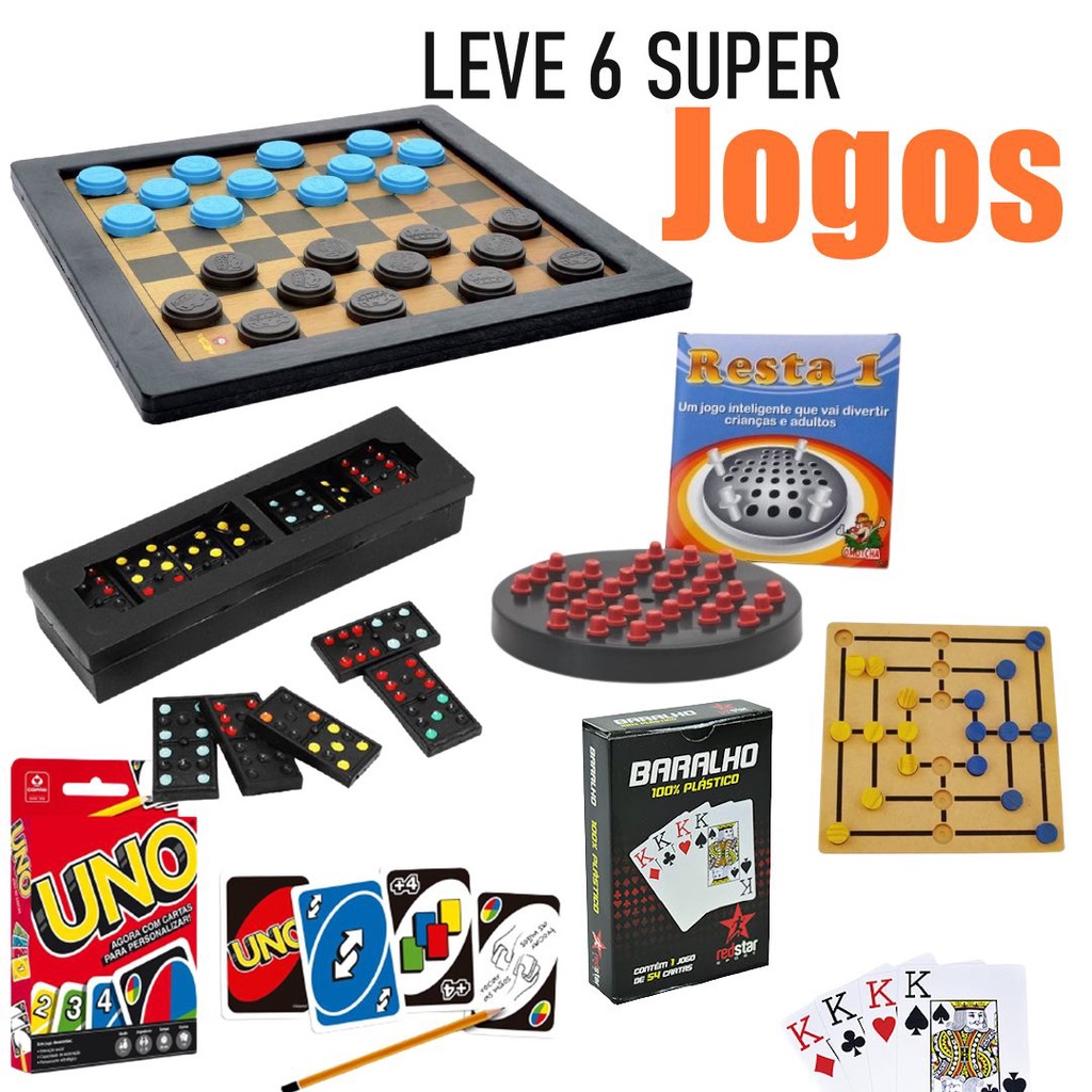 Leve Um Kit Com 3 Super Jogos 1 UNO e 1 Baralho MONACO e 1 Domino Para Jogar  blackjack, buraco, canastra, tranca, truco