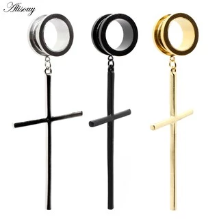 Alisouy 2pcs Túneis De Orelha Em Aço Inoxidável Tampões Expansor Extensor De Maca Brincos De Jóias Com Piercing Corporal
