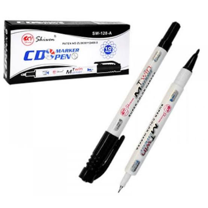 caneta permanente para qualquer superfície papel couché CD seca rapido ponta fina preto e vermelho