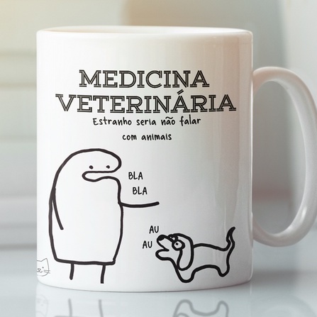 Caneca Porcelana PROFISSÃO MEDICINA VETERINÁRIA Flork Profissões Meme ZLPRINT VETERINÁRIO