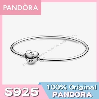 Pandor _ A Pulseira De Charme S925 Momentos Bangle Heart Clasp design Simples Com Contas De Prata f925