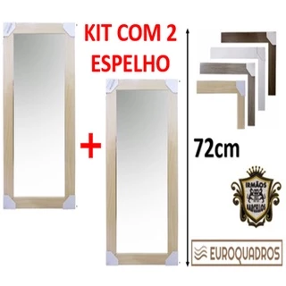 KIT PROMOÇÃO COM 2 Espelho Decorativo Com Moldura Em Madeira Color 72cm Retangular - Objetos De Decoração Euroquadros