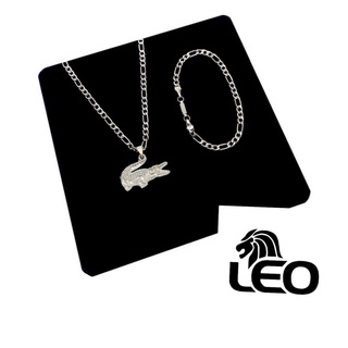 Kit masculino Crocodilo Prateado Corrente Banhada a Prata 925 + pulseira
