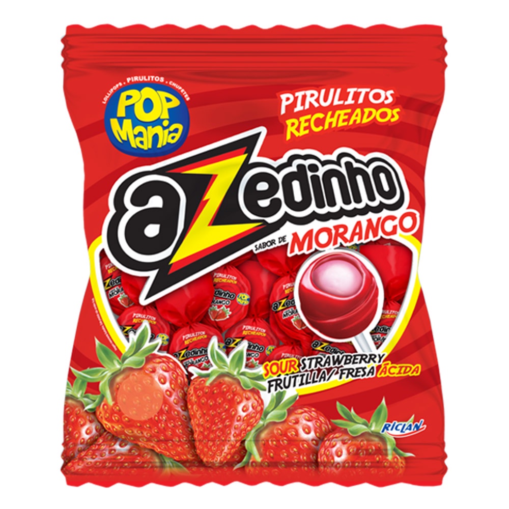 Pirulito Tutti Frutti Recheio Chiclete Pop Mania - Riclan - Doce Malu