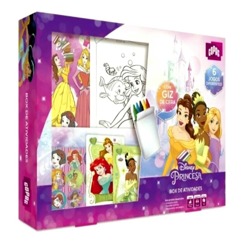Kit Box De Atividades Disney Princesas Infantil Com Jogos de Carta 4 Anos  Menino Menina Copag