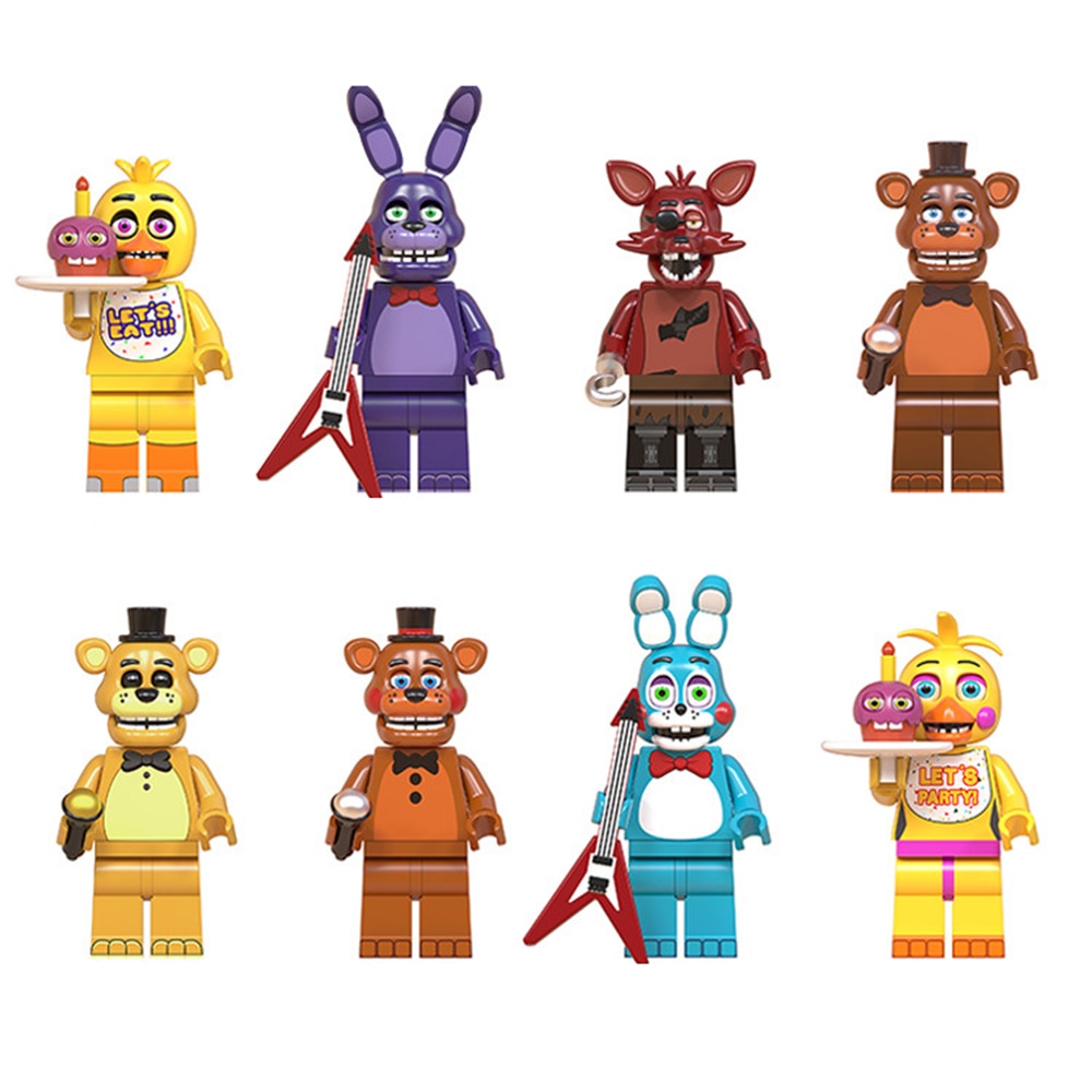 FNAF Blocos De Montar Bonnie Foxy Freddy Chica Urso Bonecos Crianças Quebra Cabeça Brinquedo