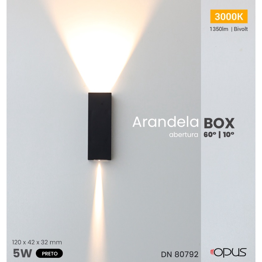 ARANDELA MINI BOX 2W 3000K Bivolt Opus ARANDELA Decorshop. A sua loja  online de decoração.