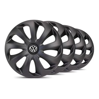 Jogo 4 Calota Velox Unicolor Aro 14 Preta Fosca Vw Gol G7
