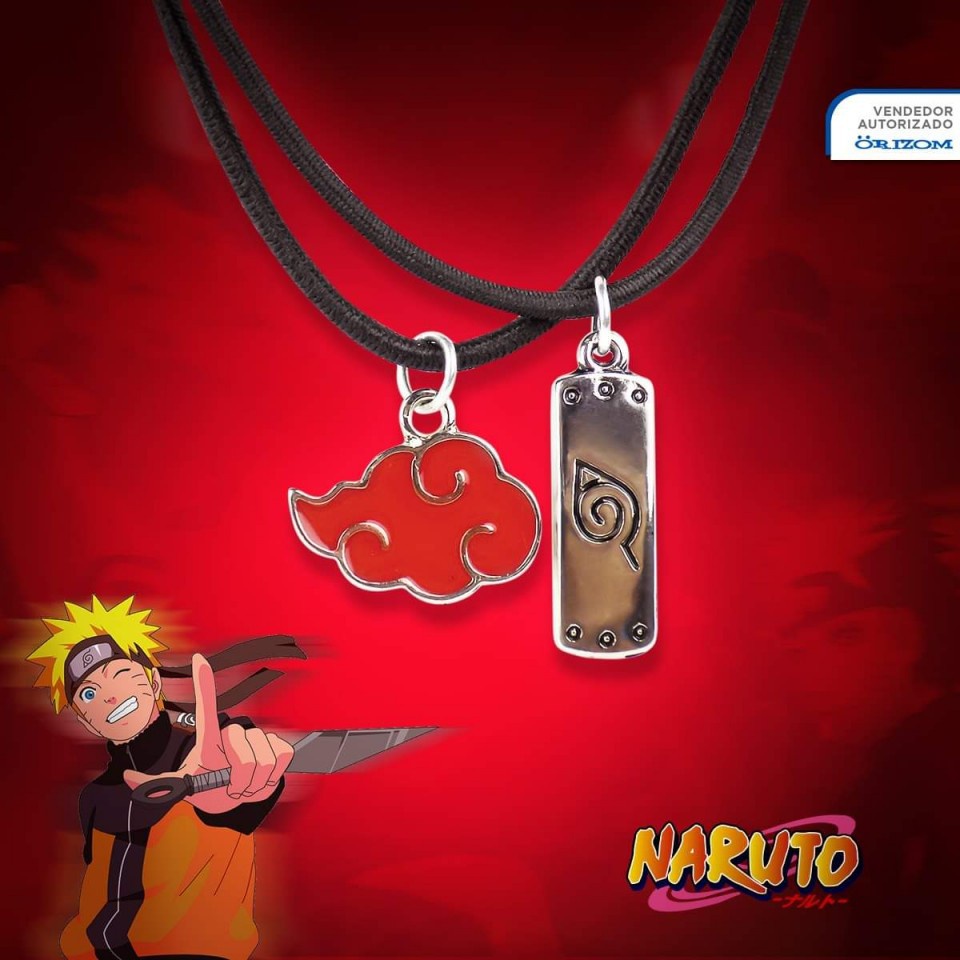 Colar Anime Naruto Pingente Dog Tag Símbolo Nuvem Akatsuki
