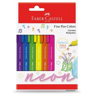 Caneta FABER-CASTELL Fine Pen Neon c/ 6 cores