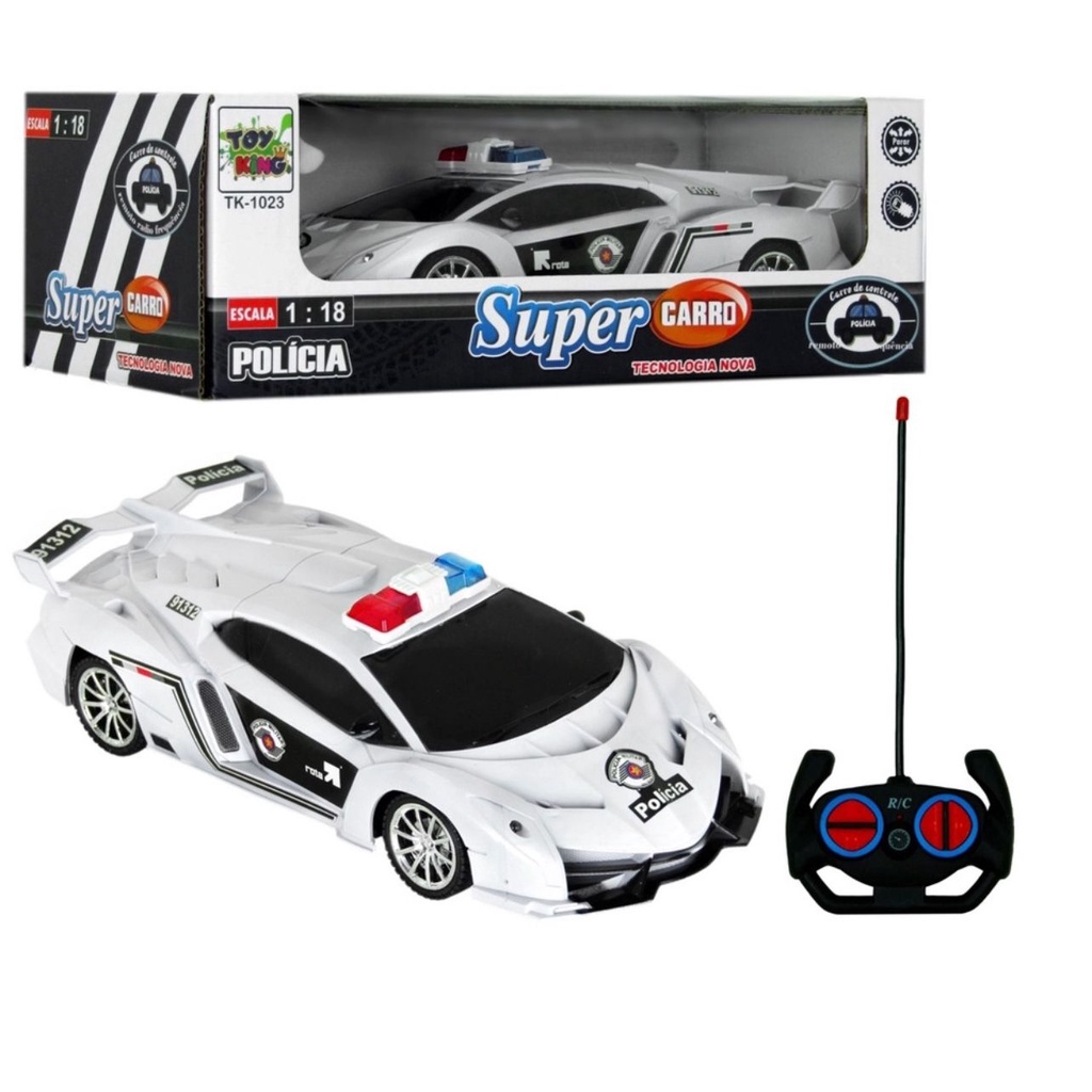 Carrinho Controle Remoto Grande Super Carro Policia Sport