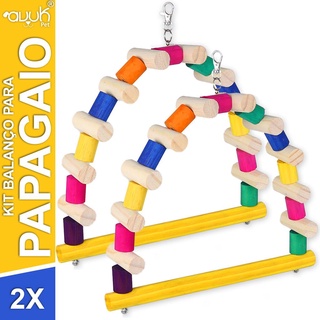 Combo 2 Balancos De Madeira Pinus Para Papagaio