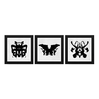 Kit 3 Quadros Teste Psicologico Rorschach Decoracao Moldura