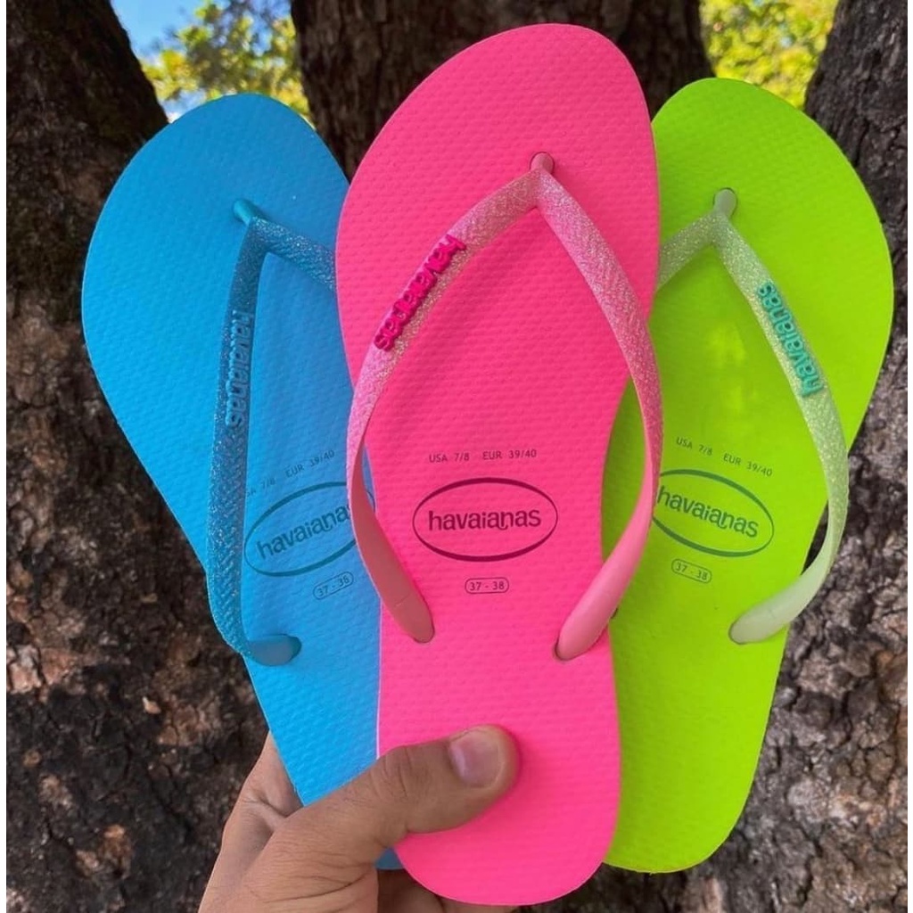 Chinelo Havaianas Slim Glitter Neon