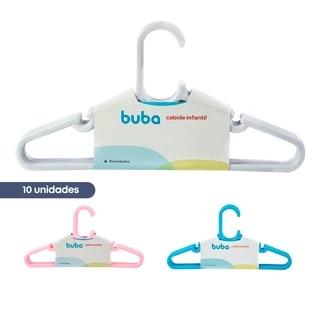 Kit 10 Cabides Bebê Azul Rosa Branca Infantil Criança Cabide Roupas Pequenas Buba