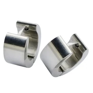 Brinco em Aço Inox anti Alérgico Prata Preto / largura