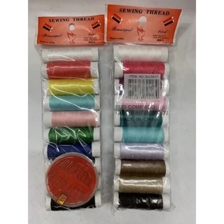 Kit linha de costura com 10 rolinho de linha com cores diversas sortidos  com 10 agulhas (P58-A) em Oferta na Shopee
