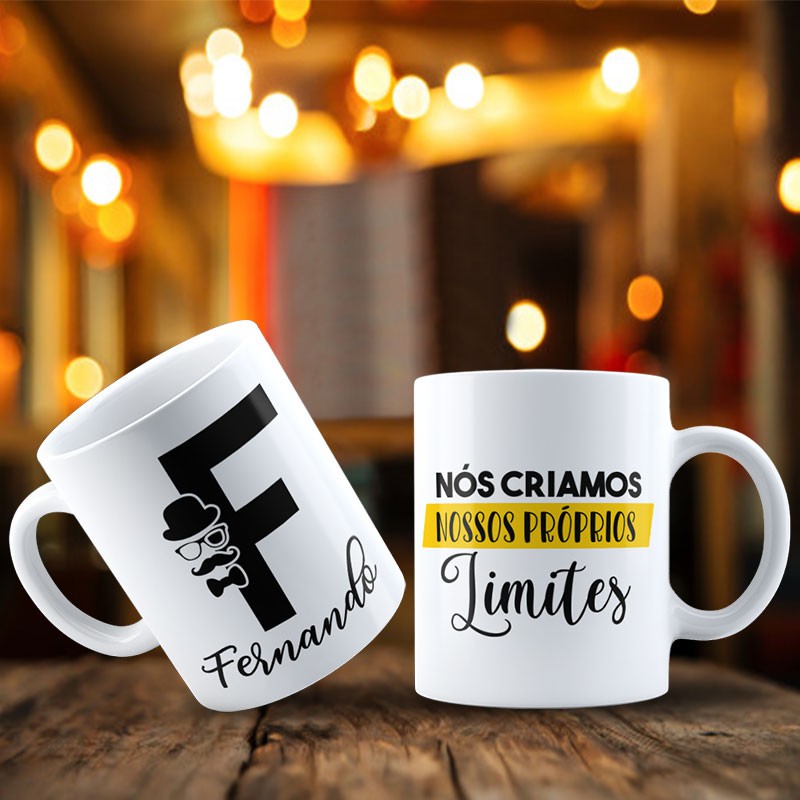 Caneca Porcelana PERSONALIZADA com INICIAL e NOME #Coleção Alfabeto Masculino #ZLprint