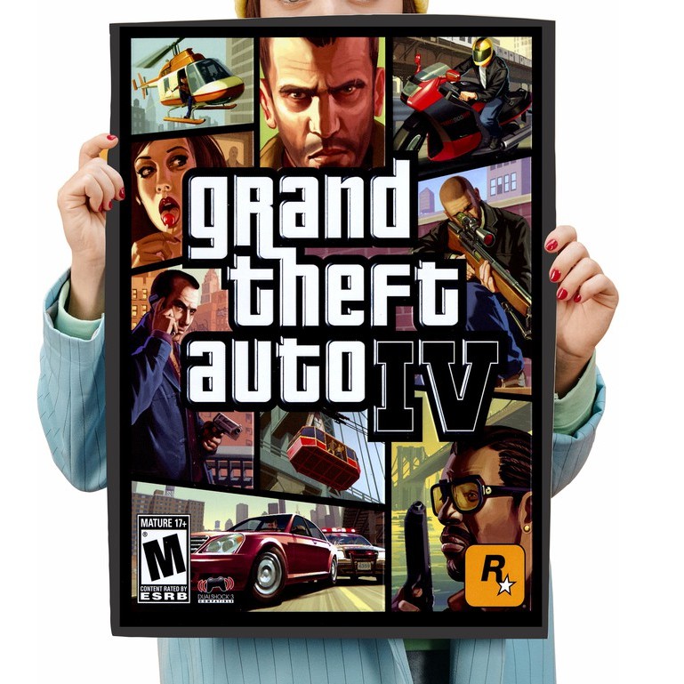 GTA 4 Poster Adesivo A3 (29,7x42cm) GTA IV, Grand Theft Auto IV