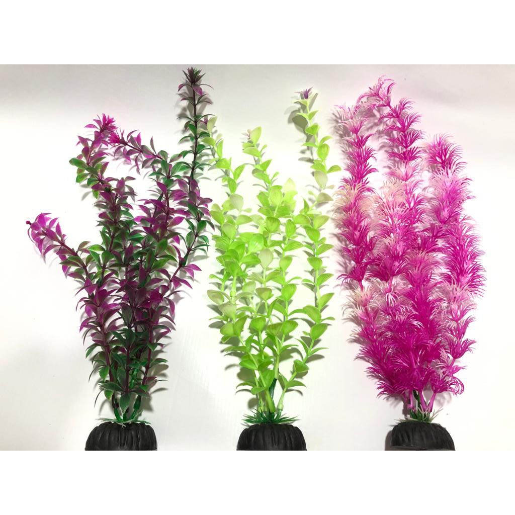 Planta plástica aquário 28 à 30cm nature kit 03 un.