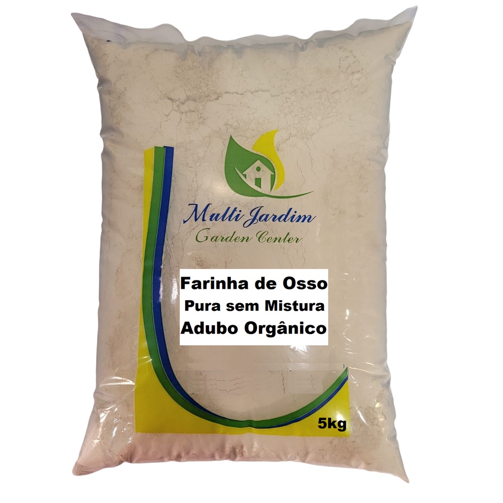 5kg Farinha de Osso PURA Fertilizante Adubo Orgânico Hortaliças Flores Frutas Plantas