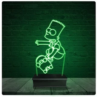Luminária Abajur Acrílico Led - Bart Simpson Skate