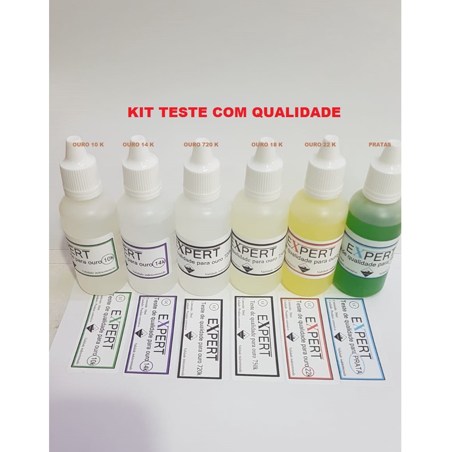 Kit Teste Ouro 10 kilates, 14 kilates, 16, kilates , 18 kilates, 22 ...