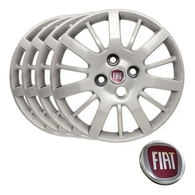Jogo De Calota Fiat Palio Siena Todos Aro 13 + Emblema Resinado