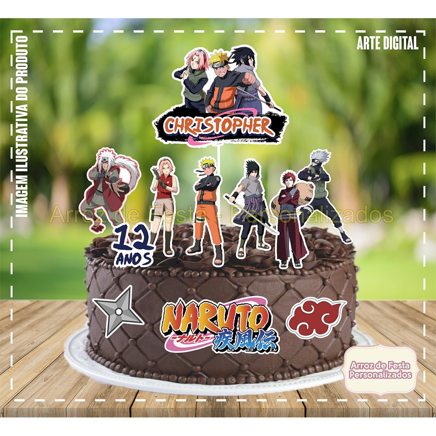 Topo de bolo Naruto topper para bolo personalizado